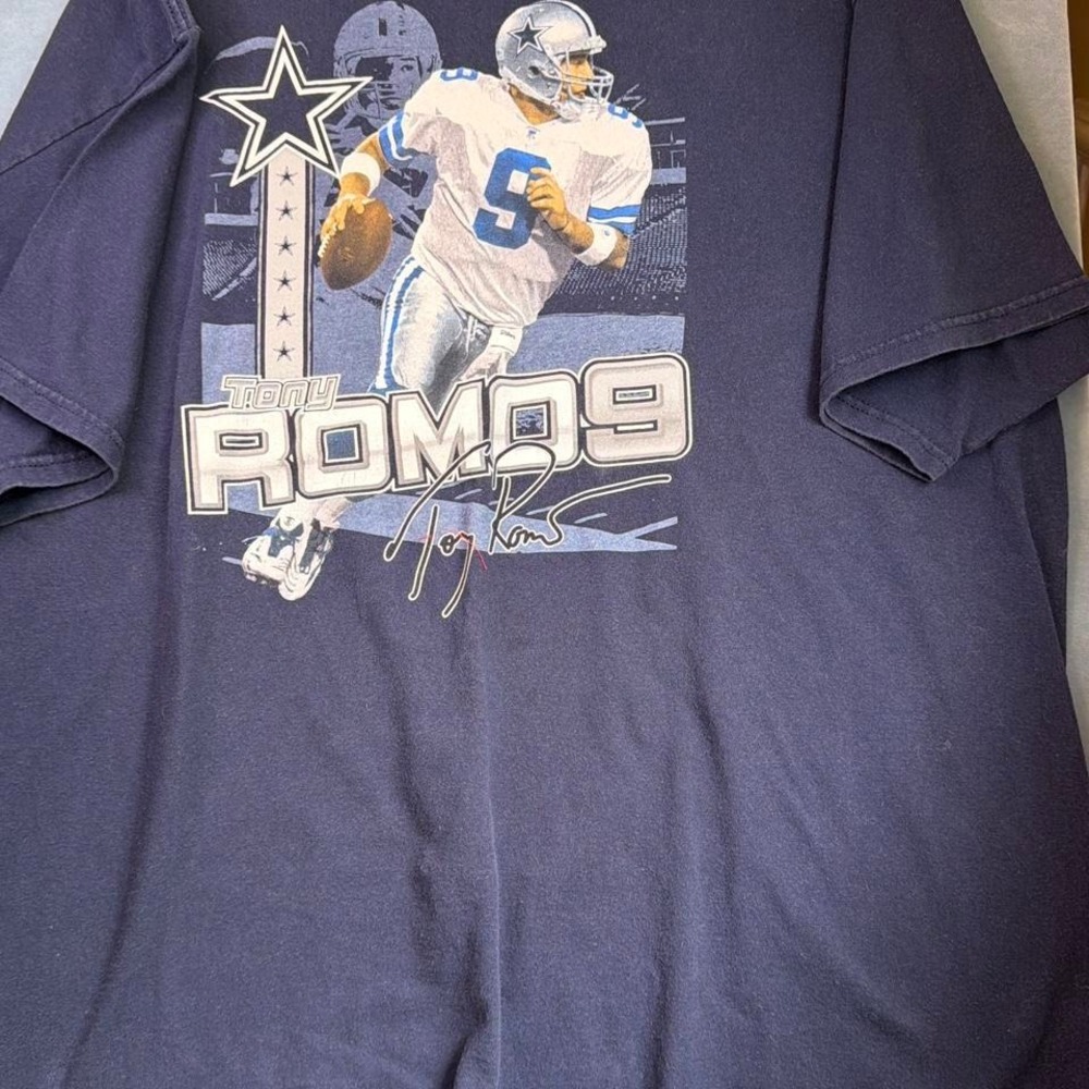 Tony Romo Dallas Cowboys Navy Blue Tshirt Size XL